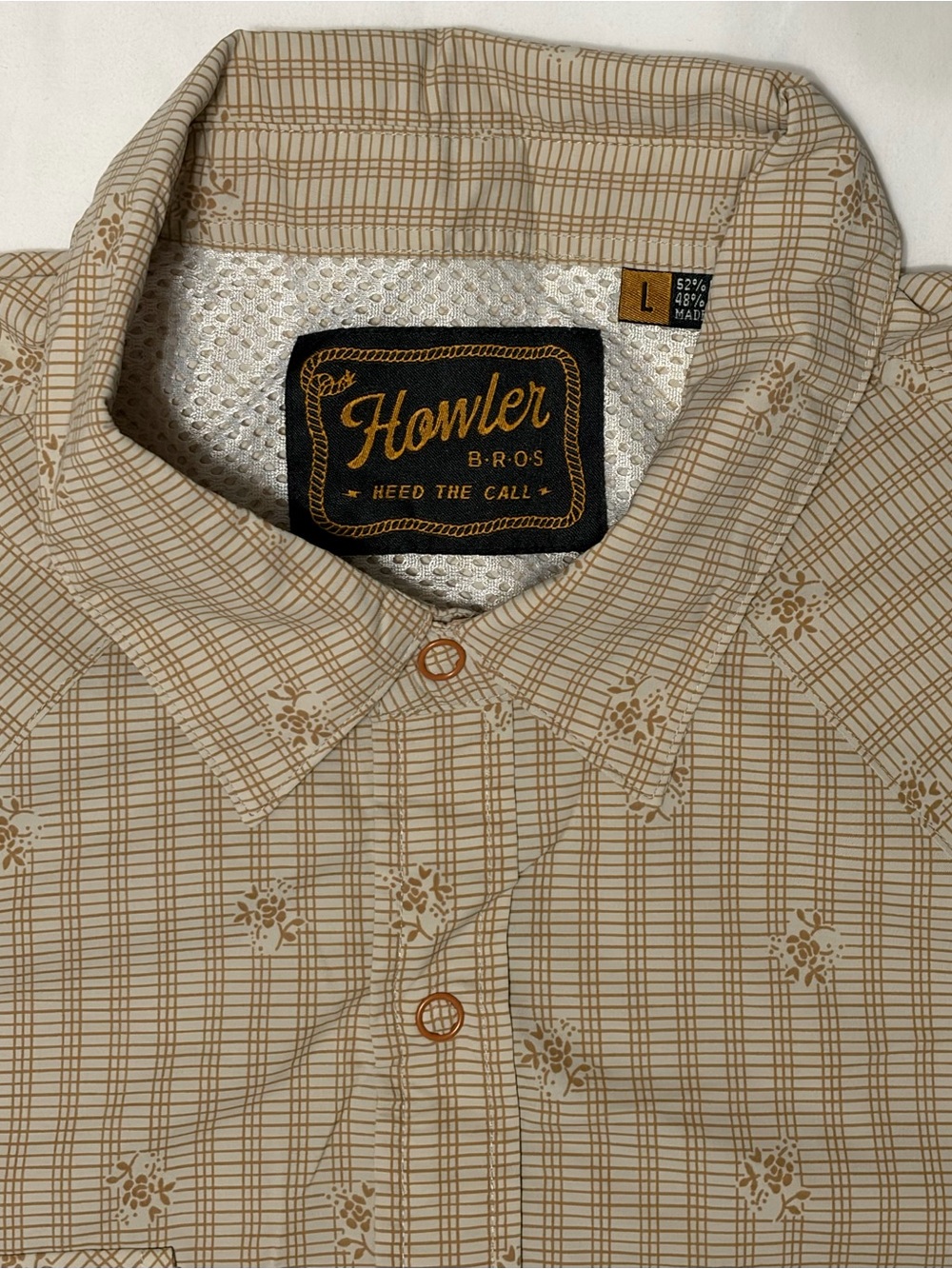 Howler Brothers Men's H Bar B Tech Floral Grid Snap Button-Down Shirt - Picture 7 of 12